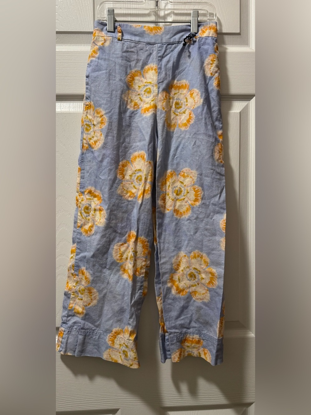 Zara Light Blue Floral Print Kids Pants with Yellow Flowers